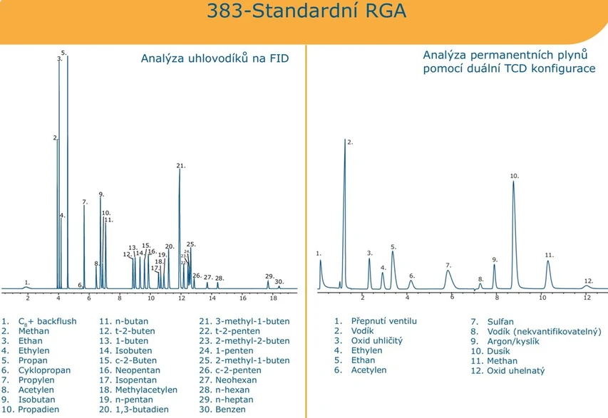 Wasson: Ukázkový chromatogram (standardní RGA)