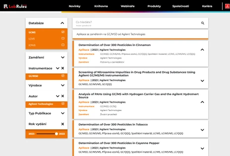 Přehled GC a GC/MS aplikací Agilent Technologies 01-05/2023