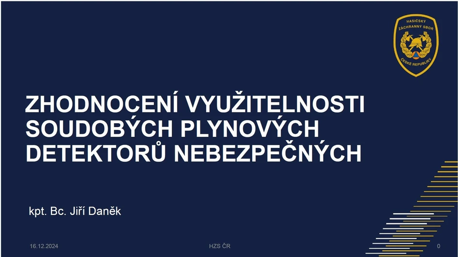 <p><strong>HZS ČR / kpt. Bc. Jiří DANĚK. pplk. Ing. Petra LOČÁRKOVÁ, Ing. Tomáš ČAPOUN, CSc.:</strong> Zhodnocení využitelnosti soudobých plynových detektorů nebezpečných chemických látek v HZS ČR</p>