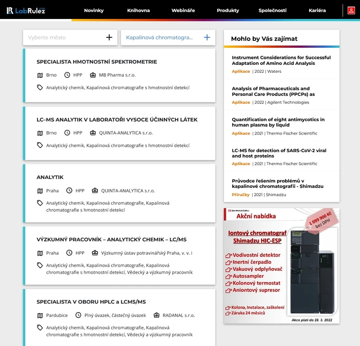 <p>LabRulez: Kariéra - analytická chemie - leden 2022 HPLC &amp; LCMS</p>
