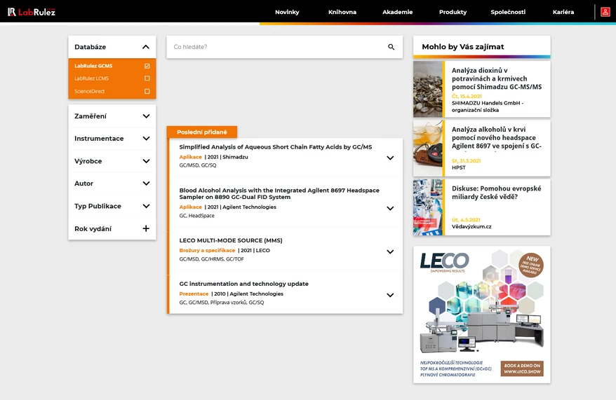 <p>LabRulez: GCMS + LCMS Knihovna LabRulez - více než 13 000 dokumentů</p>
