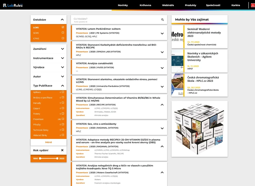 LabRulez: Knihovny na portálech LabRulez s obsahem přednášek z konferencí Vitatox 2020-2021