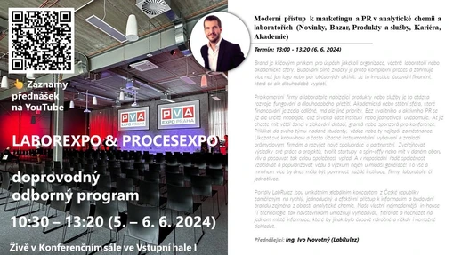 Přednáška LABOREXPO 2024: Moderní přístup k marketingu a PR v analytické chemii a laboratořích (Novinky, Bazar, Produkty a služby, Kariéra, Akademie)