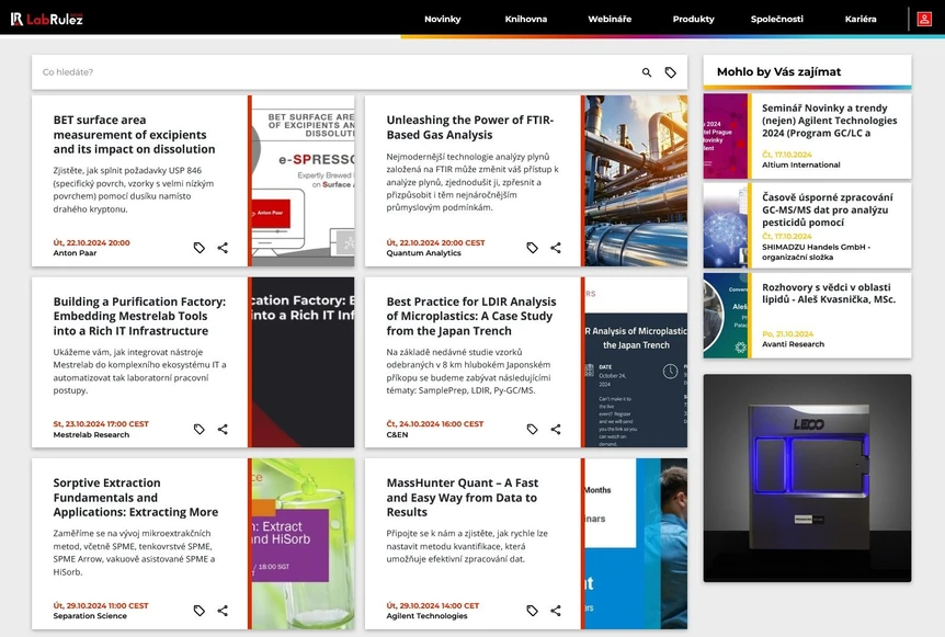 <p>LabRulez: Webináře LabRulezGCMS týden 43/2024</p>