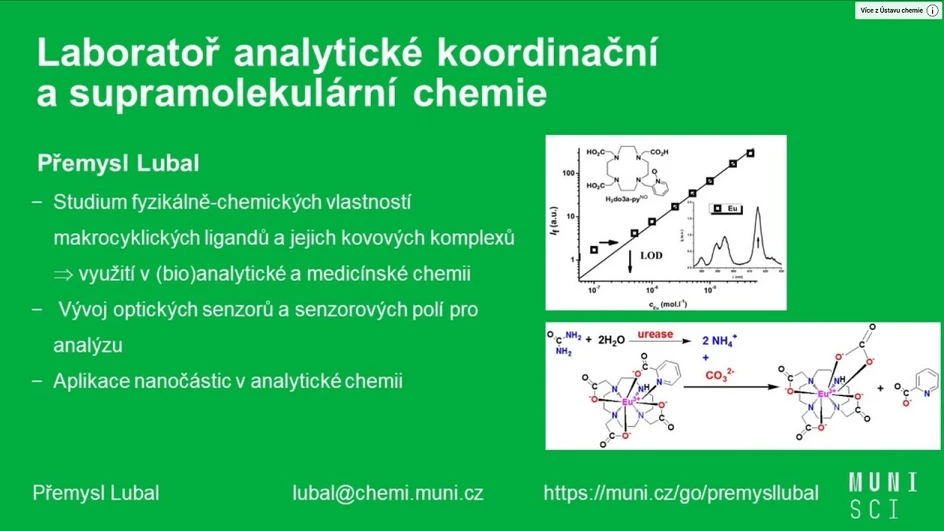 Masarykova univerzita/Ústav chemie Přírodovědecké fakulty: LABORATOŘ ANALYTICKÉ KOORDINAČNÍ A SUPRAMOLEKULÁRNÍ CHEMIE