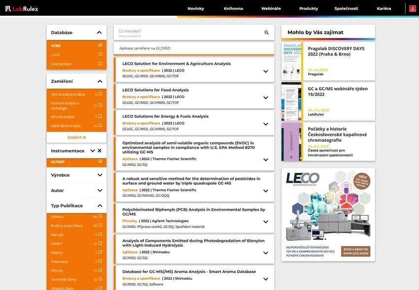 <p>LabRulez: Přehled GC/MS aplikací Q1/2022 (GC/SQ, GC/QQQ, GC/TOF, GC/HRMS)</p>
