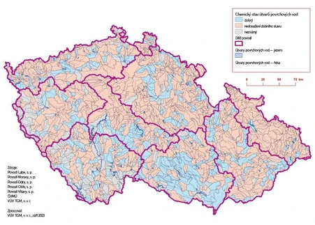 Hodnocení stavu útvarů povrchových vod v České republice za období 2019–2021