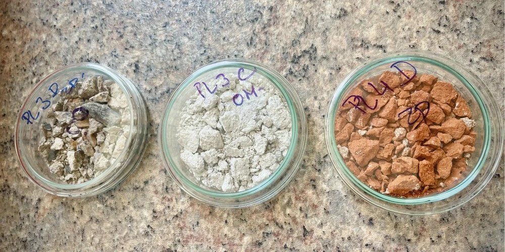 Watrex: Obr. 2 Fotografie vzorků pořízená ve Watrex laboratoři během provádění stavební analýzy.