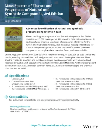 Wiley knihovna hmotnostních spekter aromat a vonných látek přírodních a syntetických sloučenin, 3. vydání